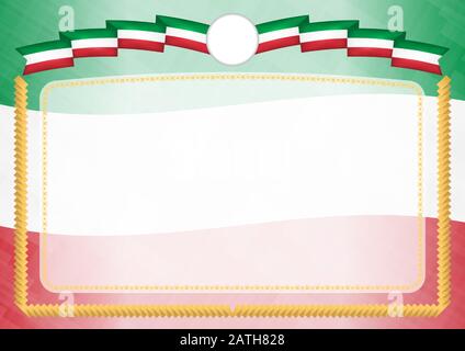 Border made with Italy national flag. Brush stroke frame. Template elements for your certificate and diploma. Horizontal orientation. Stock Vector