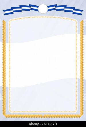 Border made with El Salvador national flag. Brush stroke frame. Template elements for your certificate and diploma. Vertical orientation. Stock Vector