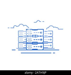 Cloud server line vector Stock Vector