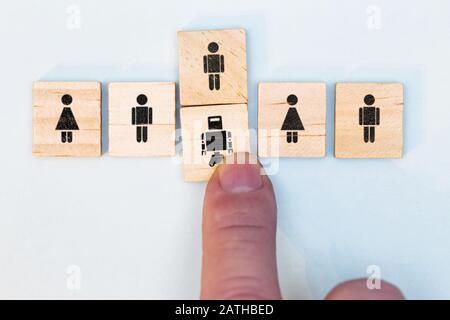 Concept Automation in the industry destroys jobs, people have to give way to progress, concept unemployment Stock Photo