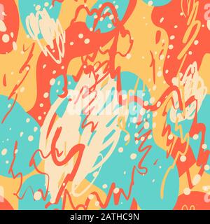 Trendy orange scratch seamless pattern. Stock Vector