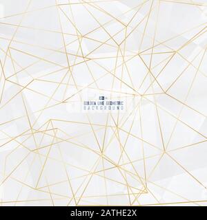 Abstract white polygonal geometric design artwork with golden line pattern background. Use for ad, poster, artwork, template design, print. illustrati Stock Vector