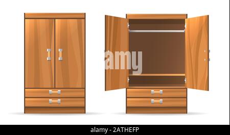 Opened and closed wardrobe Stock Vector