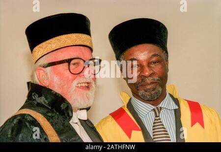 Thabo Mbeki, Vice-President of the Republic of South Africa, visiting the University of Sussex, in Brighton, where he studied in the early 1960's while exiled from South Africa.   Here, with the University's Vice-Chancellor, Lord Attenborough. Stock Photo