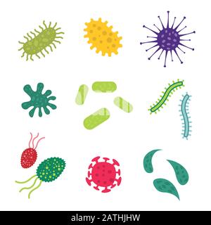 Set of viruses and bacteria isolated. Stock Vector