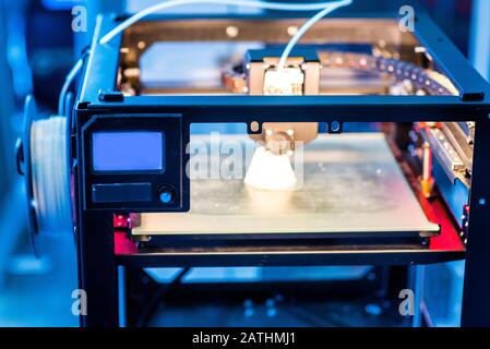 Molding made with 3D printing inserted into an injection molding machine to realize small series of plastic products Stock Photo