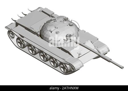 Polygonal model of a battle tank. 3D. View isometric. Vector illustration. Stock Vector
