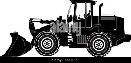 Heavy vehicle Bulldozer silhouette vector Stock Vector