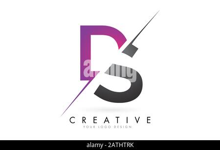 DS D S Purple Letter Logo Design with Creative Liquid Effect Flowing ...