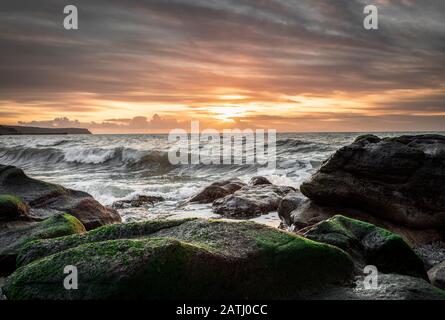 Last light on the Cumbrian coast Stock Photo
