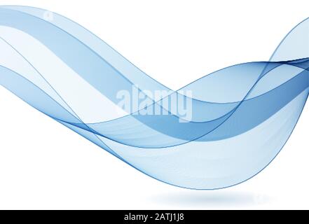 Smooth waves or lines on a transparent background. Abstract background. Blue wave Stock Vector