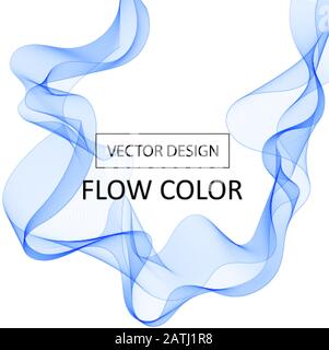 Smooth waves or lines on a transparent background. Abstract background. Blue wave. Stock Vector
