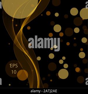 Texture background abstract black background, golden elegant glitter for the holiday. Golden curves, wave. Sparkling magic particles. Magic concept. A Stock Vector