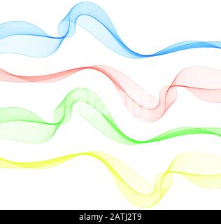 set of color waves. red, blue, green, yellow abstract vector lines Stock Vector
