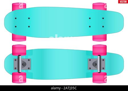 Set of Modern longboard isolated on white. Stock Vector
