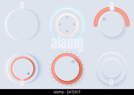 neumorphic UI circle set Stock Vector