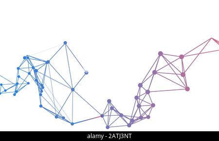 Technology abstract background with connected line and dots. Analytical networks.Internet connection technology concept. Cloud computing. Vector illus Stock Vector