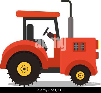 Red Tractor with Trailer. Vector Illustration in Flat Style Isolated on  White Background Stock Illustration - Illustration of industrial, farmer:  138634480