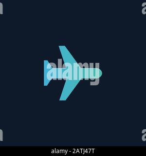 UI airplane mode icon. Stock Vector illustration isolated on blue background. Stock Vector