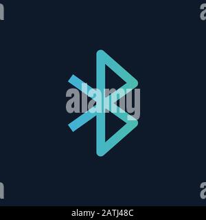 Bluetooth sign icon, Flat design style. Stock Vector illustration isolated on blue background. Stock Vector