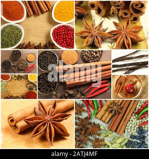 Collage of spices Stock Photo