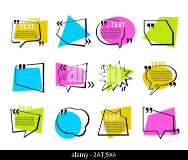 Quotations and speech bubbles collection - set of vector elements Stock Vector