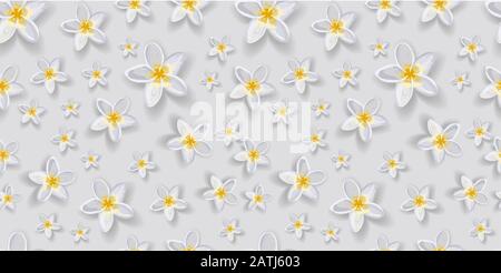 Gentle trendy seamless vector pattern with flowers. White flowers. Petunia. Gray background. Elegant pattern for textiles and interior fabric design.. Stock Vector