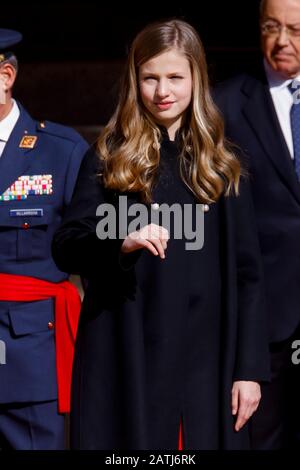 Madrid, Spain. 03rd Feb, 2020. ***NO SPAIN*** King Felipe VI of Spain, Queen Letizia of Spain, Crown Princess Leonor, Princess Sofia attends Opening of the 14th Legislature at Congreso de los Diputados on February 3, 2020 in Madrid, Spain. Credit: Jimmy Olsen/Media Punch/Alamy Live News Stock Photo