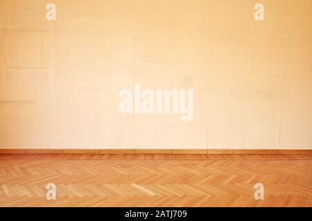 Old, empty room interior with wooden floor Stock Photo