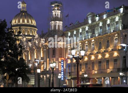 Cuba, Havana, Capitolio Nacional, Gran Teatro, Hotel Inglaterra, Stock Photo