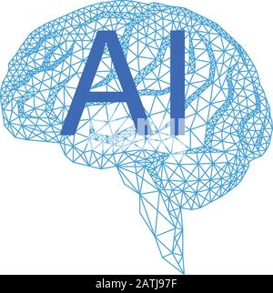 Artificial intelligence, geometric human brain, vector illustration on white background Stock Vector