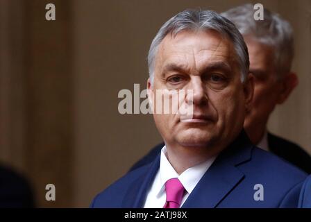 Rome, Italy. 3rd Feb, 2020. Hungarian Prime Minister Viktor Orban arrives at Chigi Palace for his meeting with Italian Premier. Credit: Riccardo De Luca Credit: Update Images/Alamy Live News Stock Photo
