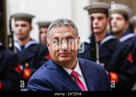 Rome, Italy. 3rd Feb, 2020. Hungarian Prime Minister Viktor Orban arrives at Chigi Palace for his meeting with Italian Premier. Credit: Riccardo De Luca Credit: Update Images/Alamy Live News Stock Photo
