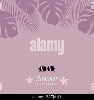 summer holiday beach design with sunglasses and palm leaves vector illustration EPS10 Stock Vector