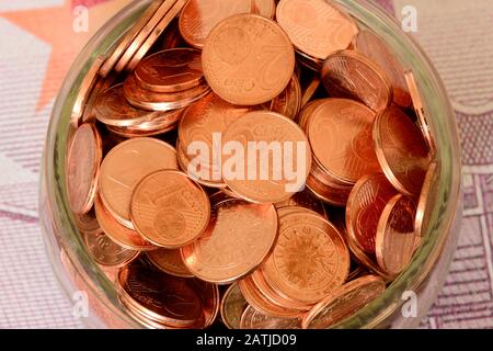 According to media reports, the new EU Commission plans to abolish all 1, 2 and 5 cent coins. Stock Photo