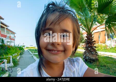 Happy little girl close up Stock Photo