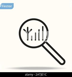 Search wifi signal icon vector isolated on white background. Lupe symbol for your design, logo, application, UI. Stock Vector