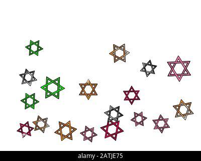 Colored David stars light. Colored confetti backgrounds. Confetti new background banner. Stock Vector