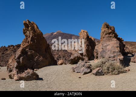 Martian landscape on the eastern slopes of Montana Blanca Mirador las Minas de San Jose, Teide National park, Tenerife, Canary islands, Spain Stock Photo