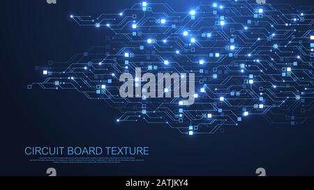 Technology abstract circuit board texture background. High-tech futuristic circuit board banner wallpaper. Digital data. Engineering electronic Stock Vector