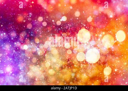 Abstract twinkled lights background with bokeh defocused white lights. Valentines Day, Party, Christmas background. Stock Photo