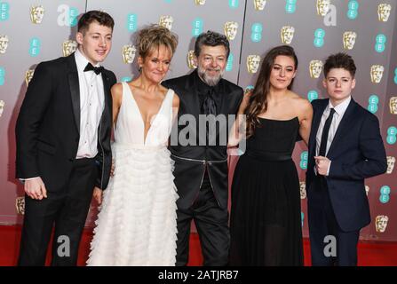 London, UK. 02nd Feb, 2020. Sonny Serkis, Lorraine Ashbourne, Andy Serkis, Ruby Serkis and Louis Serkis attend The British Academy Film Awards at the Royal Albert Hall in London. Credit: SOPA Images Limited/Alamy Live News Stock Photo