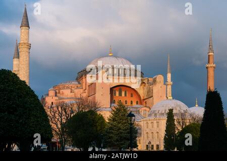 Istanbul, Turkey - Jan 9, 2020: Hagia Sophia Mosque In Sultanahmet Square, Istanbul, Turkey. Hagia Sophia Museum Istanbul Turkey. Stock Photo