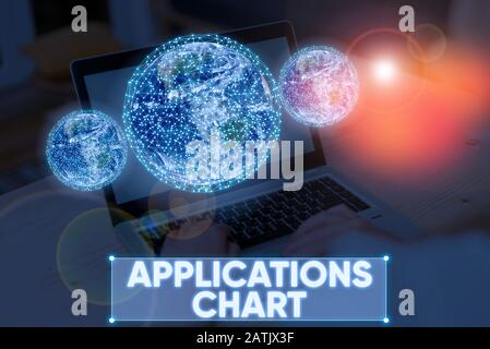 Word writing text Applications Chart. Business photo showcasing graph used to study how a process changes over time Elements of this image furnished b Stock Photo