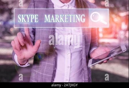 Handwriting text writing Skype Marketing. Conceptual photo apps that specializes in providing video chat and voice Stock Photo