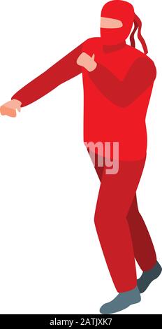 Ninja red clothes icon, isometric style Stock Vector