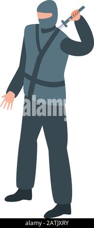 Asian ninja icon, isometric style Stock Vector