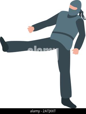 Ninja fighter icon, isometric style Stock Vector