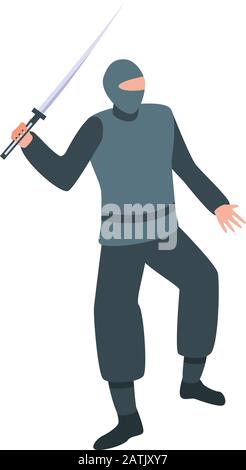 Fighting ninja icon, isometric style Stock Vector