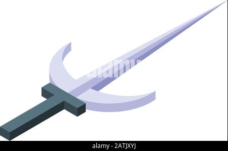 Ninja steel fork icon, isometric style Stock Vector